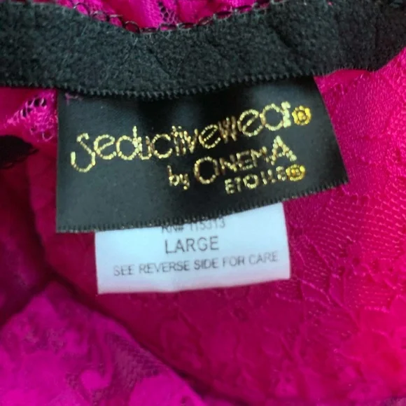 Seductive Wear Bright Pink Black Underwire Push Dress Babydoll by Cinema Etoile - Picture 8 of 12